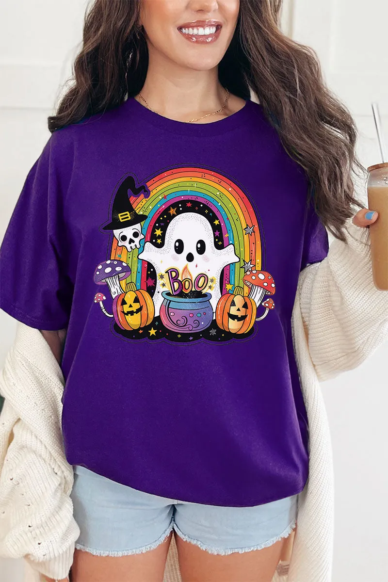 Rainbow Colorful Boo Short Sleeve Relaxed Fit T-Shirt