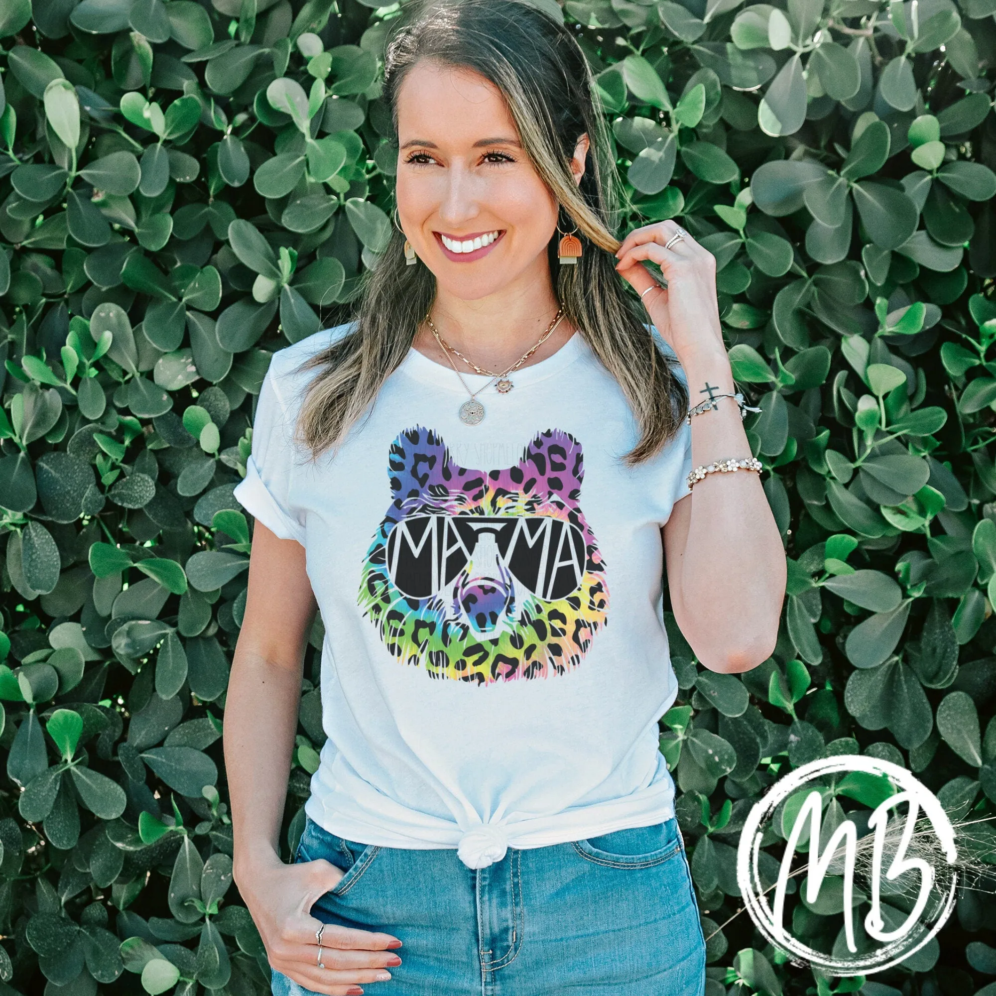 Rainbow Leopard Mama Bear Tee